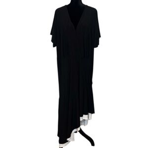 #418 (Ashley Stewart) Elegant Black & White Asymmetrical Maxi Dress - 22/24